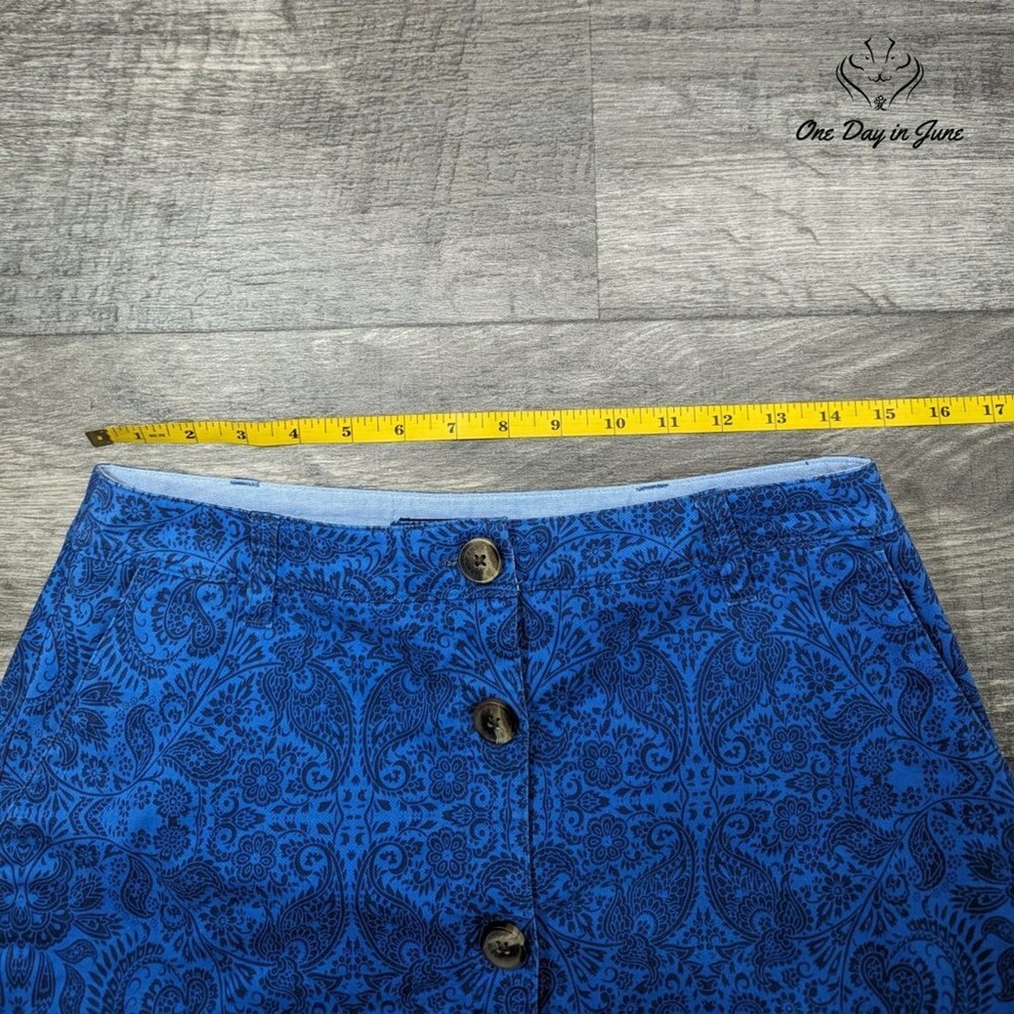 Lands' End Petite Button Front Paisley Skirt Size 2P