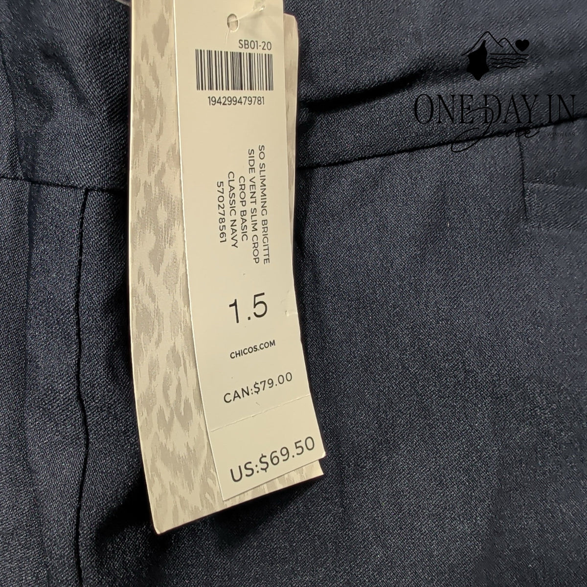 Chico's So Slimming Brigitte Slim Crop Pants Navy Blue Stretch NWT Size 10