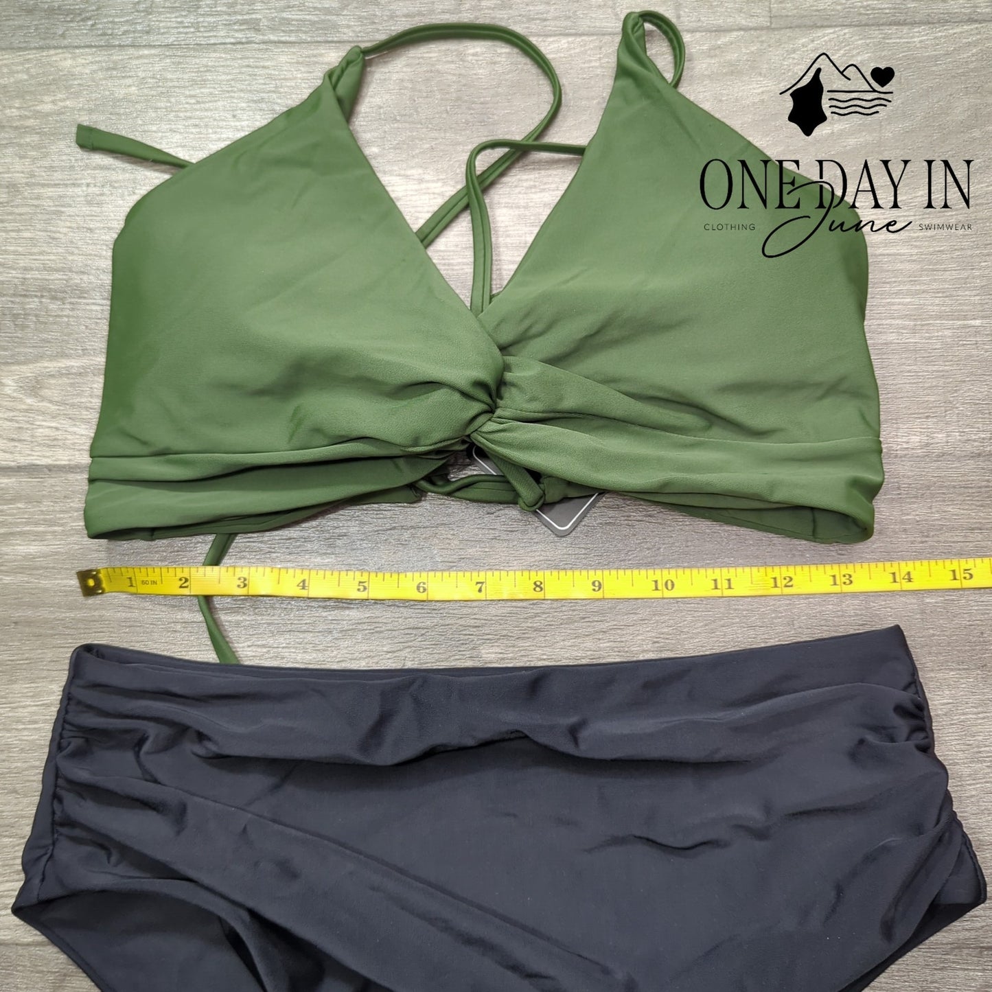 Zaful Twist Front Lace Up Back High Waist Bikini Swimsuit Size L