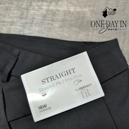 CJ Banks Plus Size Straight Mid Rise Dress Pants Black NWT Size 18W