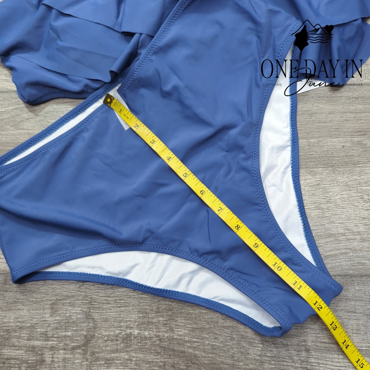 Vimpunec One Shoulder Ruffle High Waist Bikini Swimsuit Blue NWT Size L