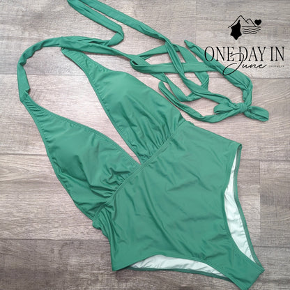 Cupshe Deep V Wrap One Piece Simwuit Size L