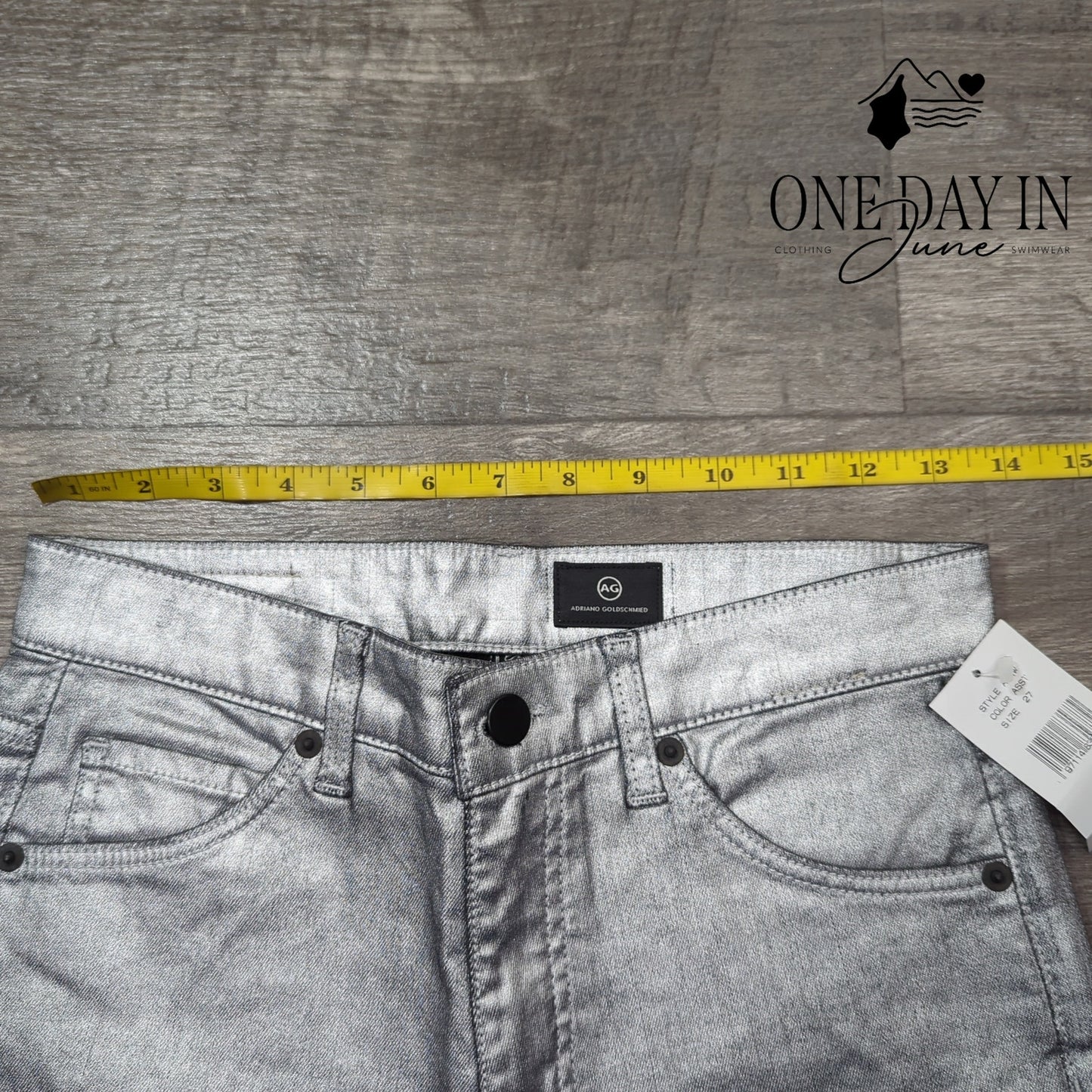 AG Adriano Goldschmied Coated Denim Crop Flare Jeans Size 27 (4)