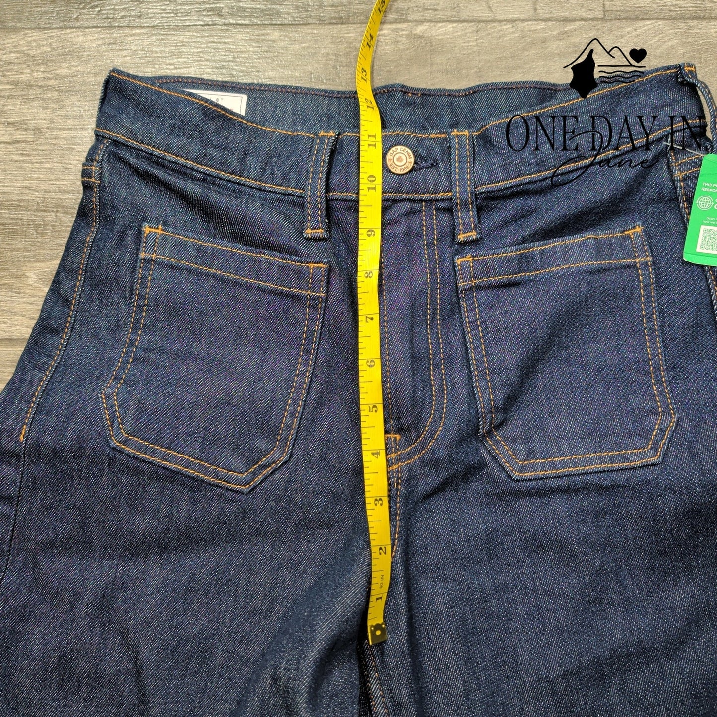 Gap High Rise Stride Wide Leg Jeans Dark Rinse Patch Pocket NWT Size 4 (27)