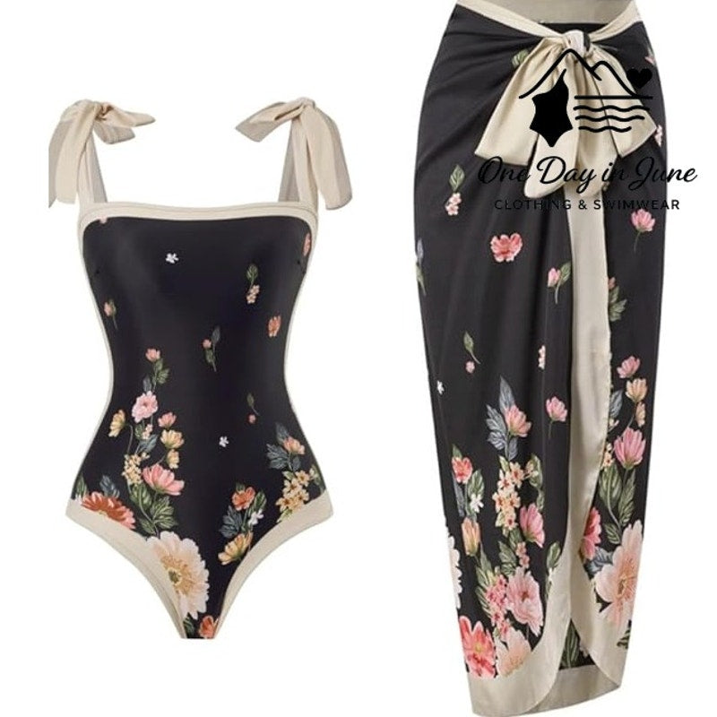 Charmleaks Tie Back One Piece Coverup Swimsuit Set Size L