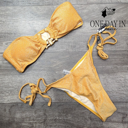 Zaful Sparkle Tie Side Bikini Swimsuit Size M