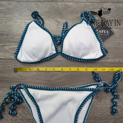 Zaful Textured Triangle Tie Side Bikini Swimsuit Size S