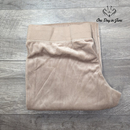 New York & Company Petite Velour Straight Leg Pants Beige Drawstring NWT Size L