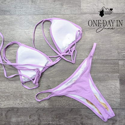 Aleumdr Adjustable Triangle Thong Bikini Swimsuit Size M