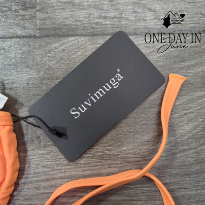 Suvimuga Adjustable Triangle Tie Side Bikini Swimsuit Size S