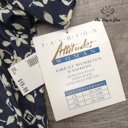 Fashion Attitudes Short Sleeve Shoulder Pad Button Front Top Size 1X (18W-20W)