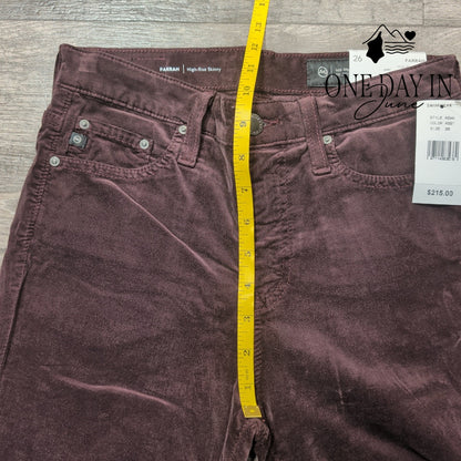 AG Adriano Goldschmied Farrah High Rise Skinny Jeans Burgundy NWT Size 2 (26)