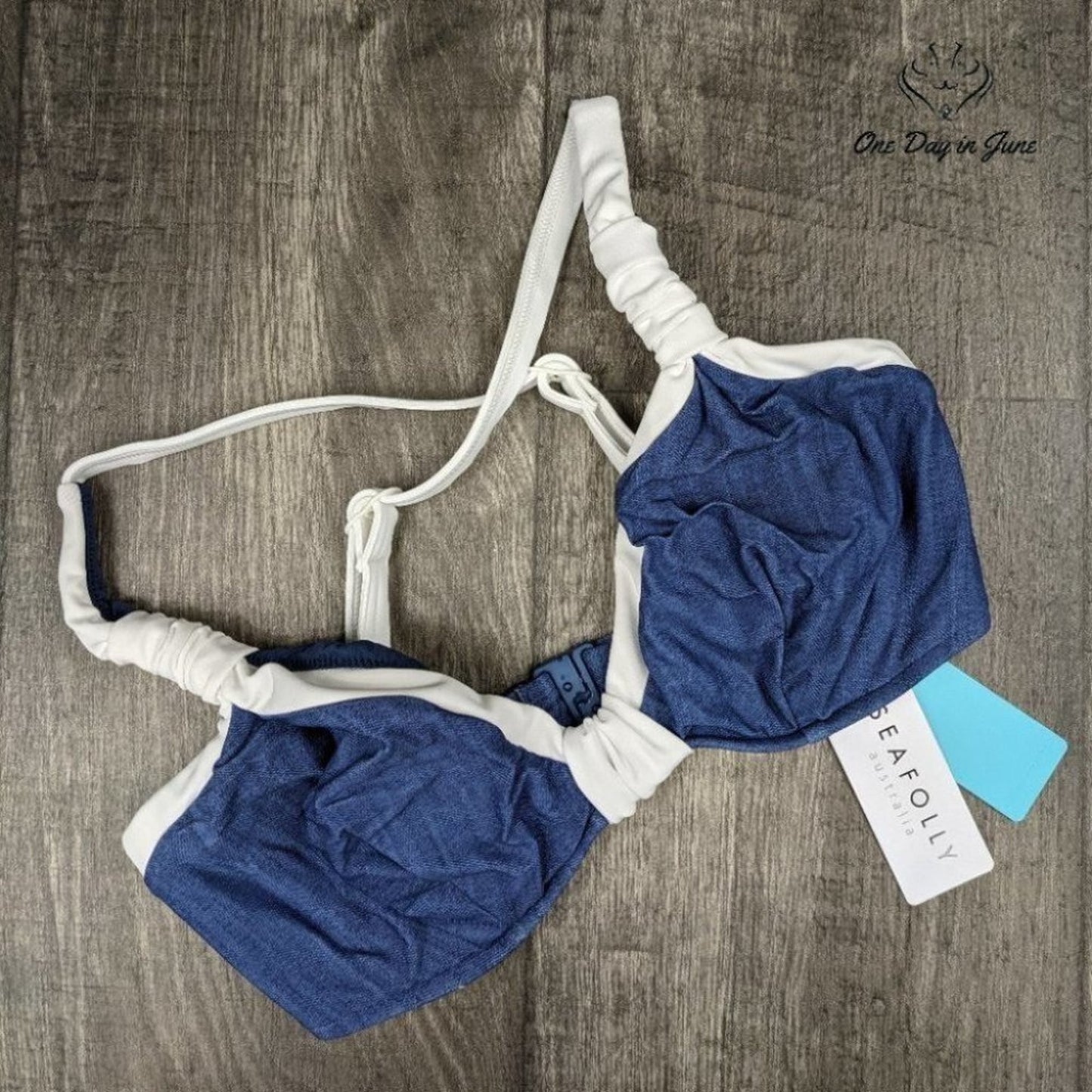SeaFolly Block Party F Cup Halter Bikini Top Size 6