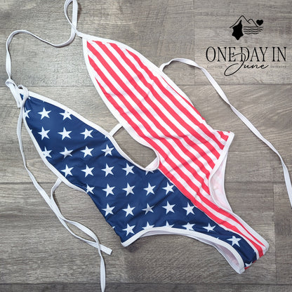 Charmo Deep V Halter Tie Back Cheeky One Piece Size S