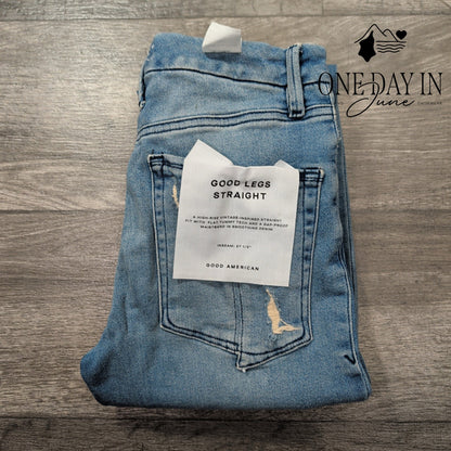 Good American Good Legs Straight Split Pocket Jeans Blue449 NWT Size 2