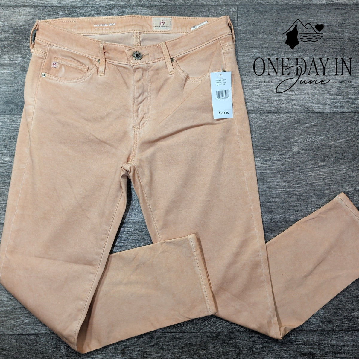 AG Adriano Goldschmied Prima Crop Cigarette Jeans Peach Pink NWT Size 4 (27)