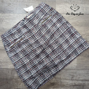 Loft Tweed Textured Mini Skirt Multicolor Zip Pockets NWT Size 8