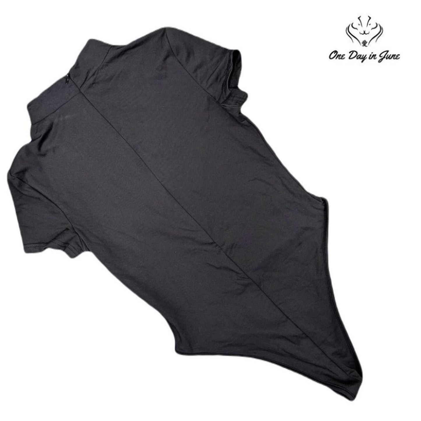 Oyoangle High Neck Short Sleeve Zip Bodysuit Size S