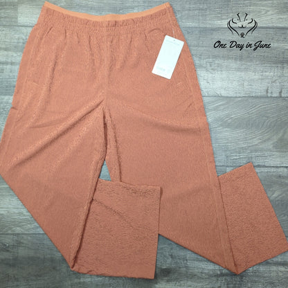 Athleta Echo Wide Crop Pants Tall Terracotta Textured Pull On NWT Size 10T