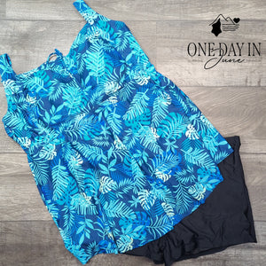 Yonique Plus Size Boyshort Tankini Swimsuit Size 22W