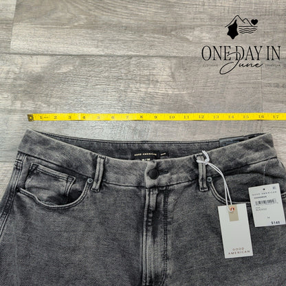 Good American Jeanius Good Skate Wide Leg Jeans Black322 NWT Size 14