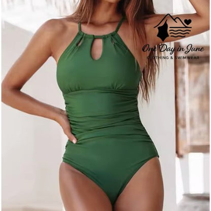 Cupshe High Neck Tummy Control One Piece Swimsuit Size L
