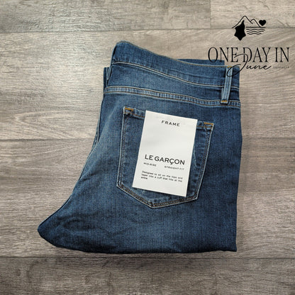 Frame Le Garcon Jeans Azur Mid Rise Straight Distressed NWT $220 Size 12 (31)