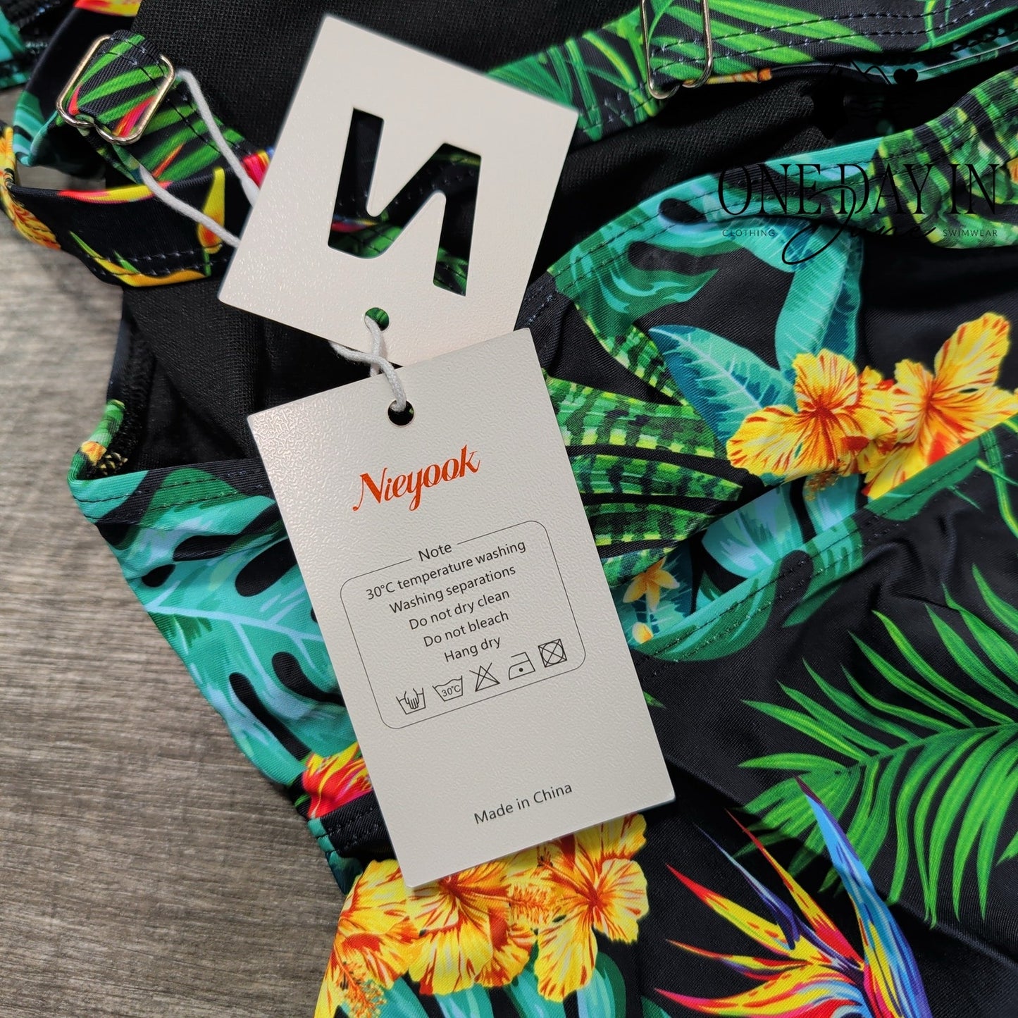 Nieyook Plus Size Tropical Swimdress Boyshort Tankini Swimsuit Size 14W