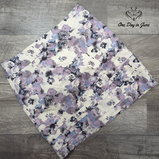 Loft Floral Print Mini Skirt Purple Blue Pleated Hem Women's Size 4