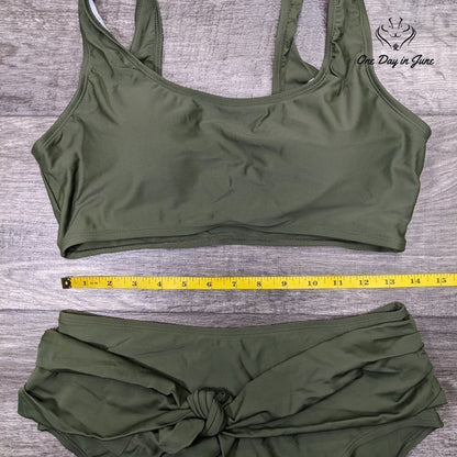 Aleumdr Crop Top Bottom Knot Bikini Swimsuit Size XL