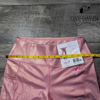 Susan G. Komen Earth Yoga Metallic Pink High Rise Pocket Leggings NWT Size XL
