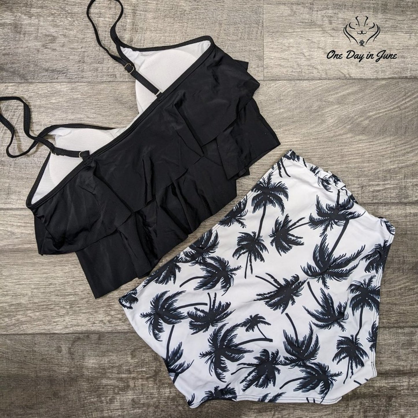 Papasgix Double Flounce Ruffled Top High Waist Bikini Swimsuit Size XL