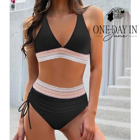 Blooming Jelly V Front High Waist Bikini Swimsuit Size M