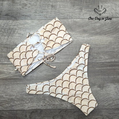 ODIJ Bandeau Scale Bikini Swimsuit Size M