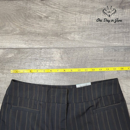Focus 2000 Classic Fit Pinstripe Pants Black Brown Straight Leg NWT Size 8