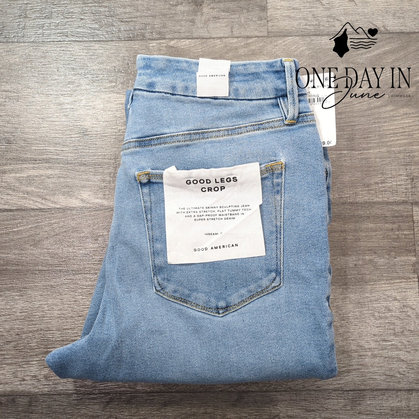 Good American Good Legs Crop Distressed Raw Hem Jeans Size 12