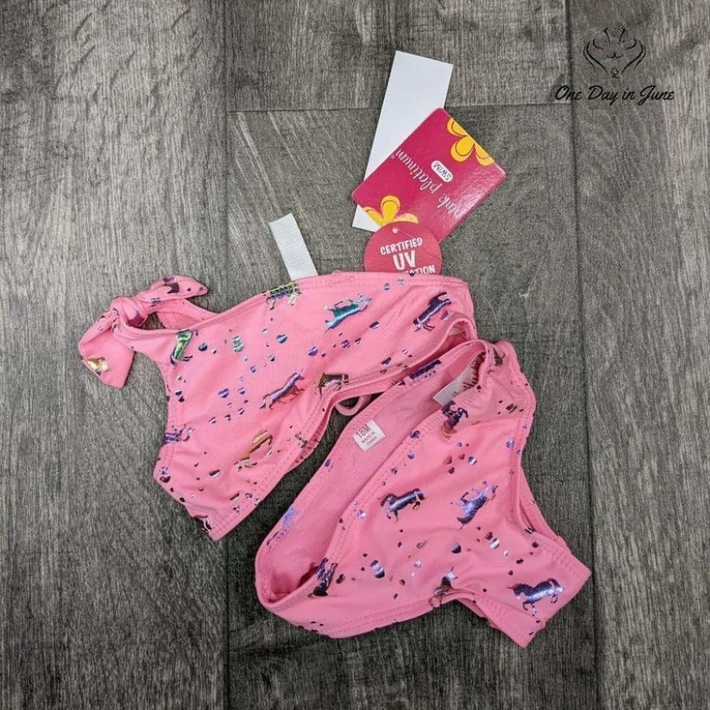 Pink Platinum Baby Unicorn Rainbow Print Swimsuit Size 24 Mths