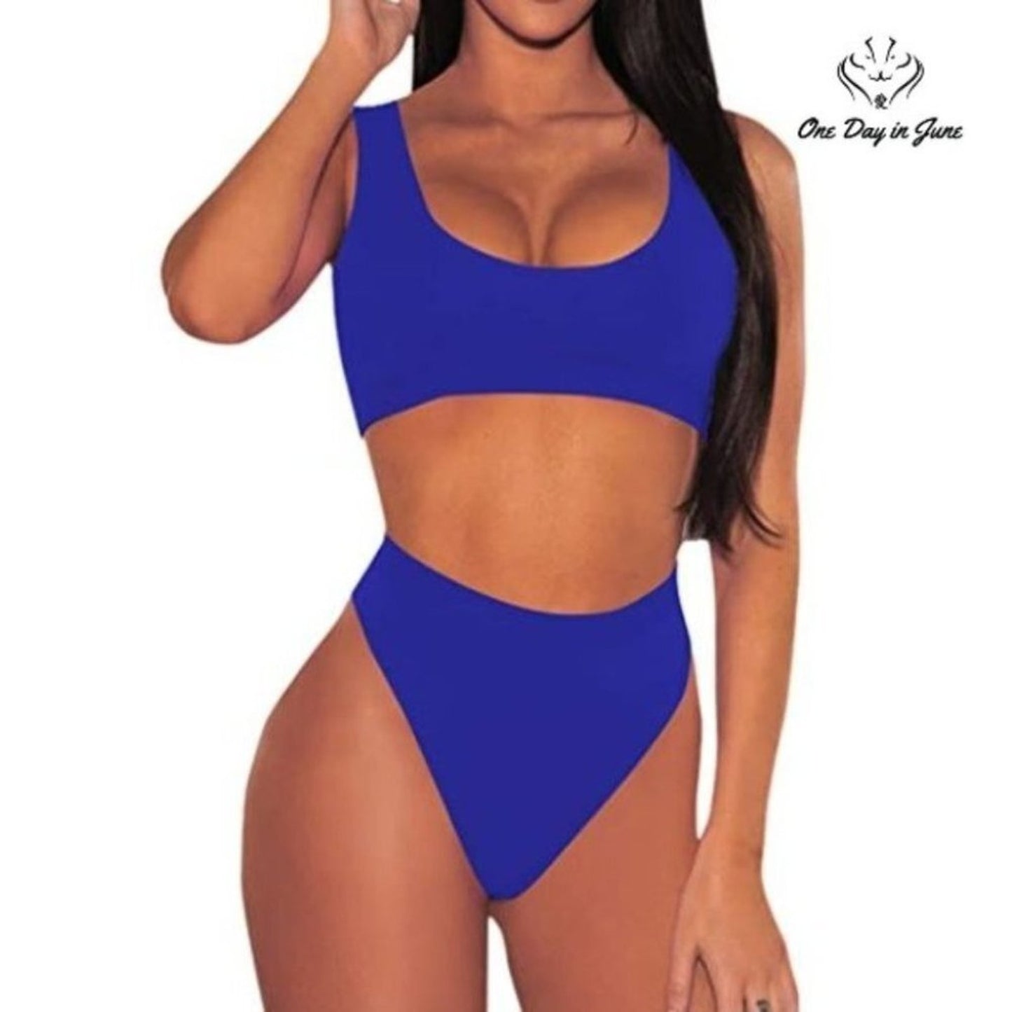 Pink Queen Crop Top High Waist Bikini Swimsuit Size M