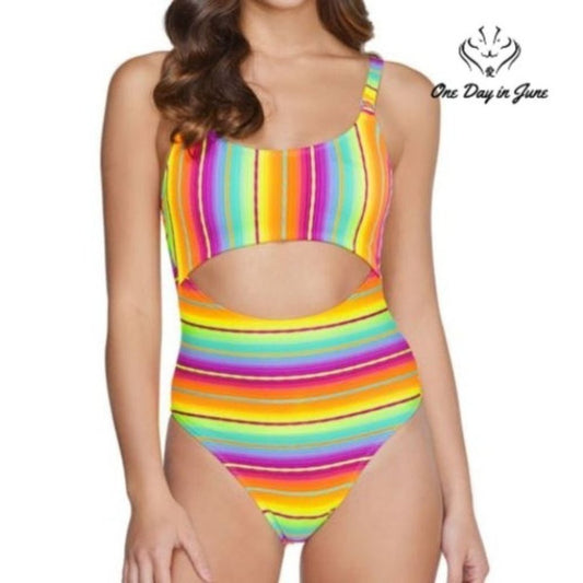 Arizona Jean Co. Juniors Rainbow One Piece Swimwear Size XXL