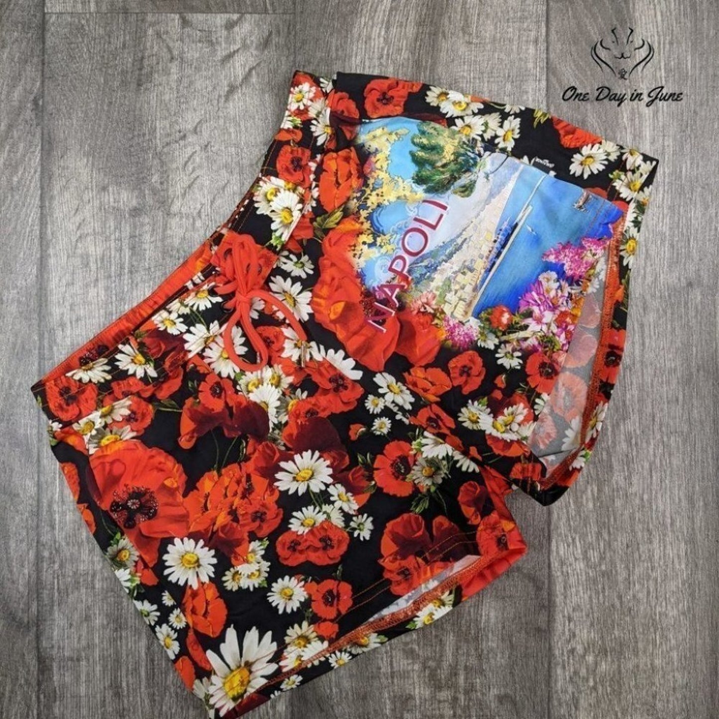 Sauvage Italian Retro Printed Swim Trunks Size M