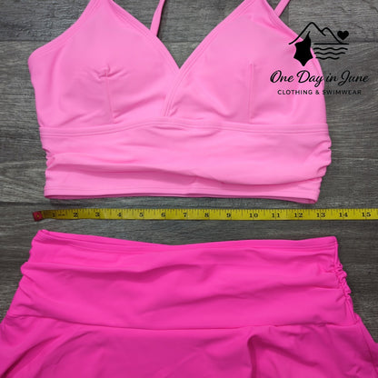 Charmleaks V Neck Crop Skirted Bikini Swimsuit Size M