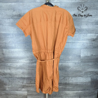 a.n.a Short Sleeve Button Front Tie Waist Romper Size XXL