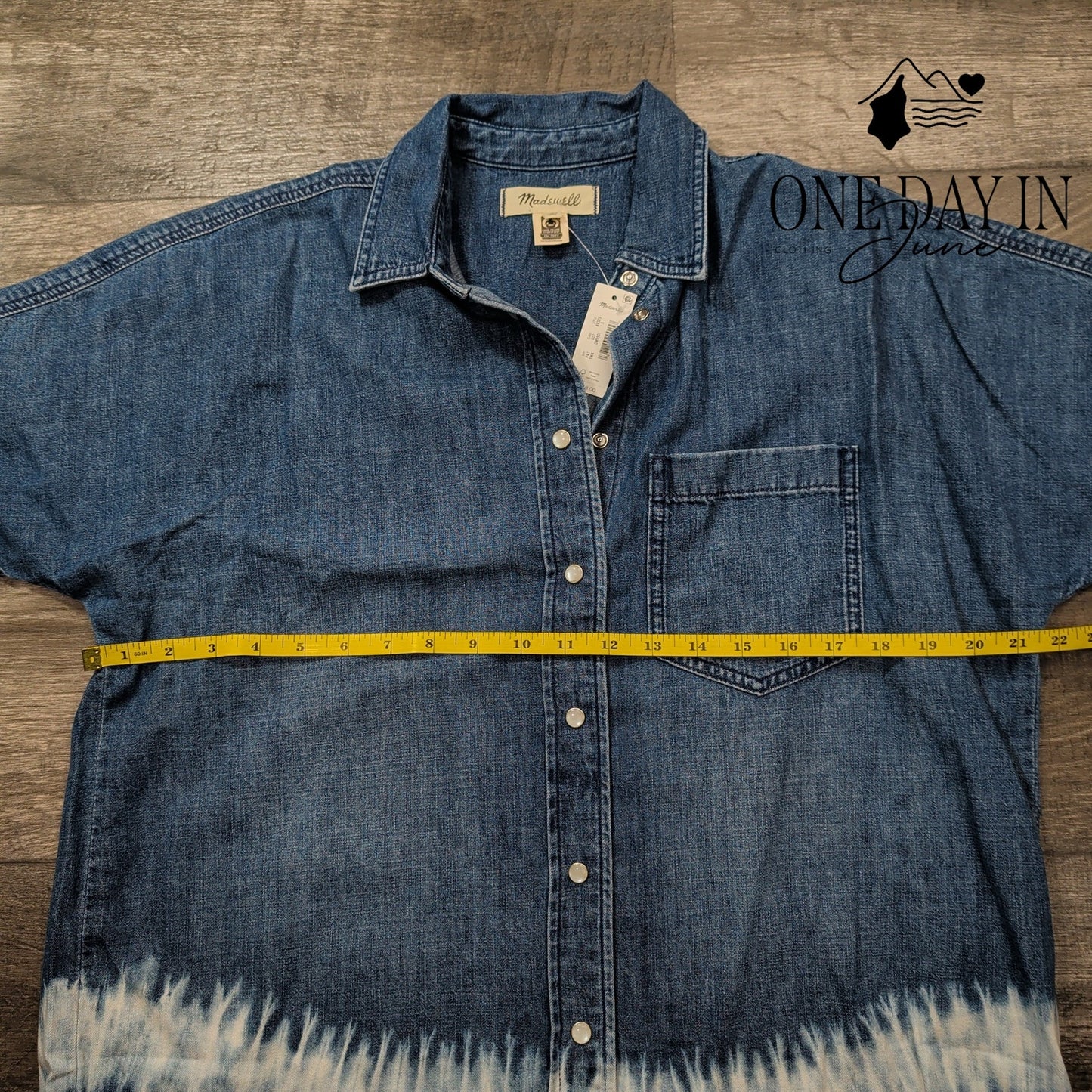 Madewell Shibori Snap Front Denim Top Size S