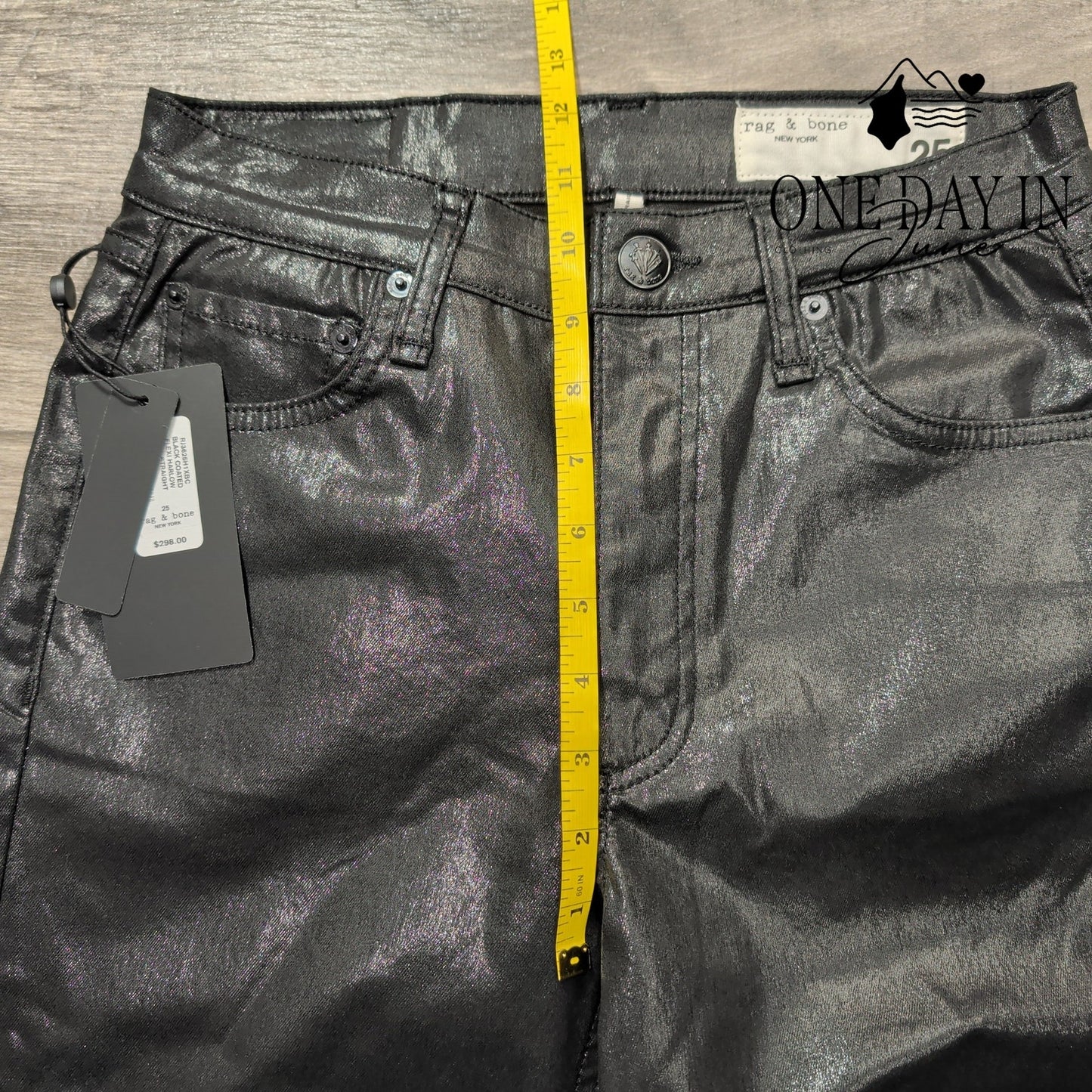 Rag & Bone The Harlow Mid Rise Straight Coated Denim Jeans Size 0 (25)