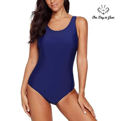 Aleumdr Athletic One Piece Swimsuit Navy Blue Criss Cross Back Size M