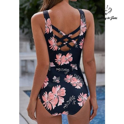 American Trends Crisscross Back Athletic One Piece Swimsuit Size XL