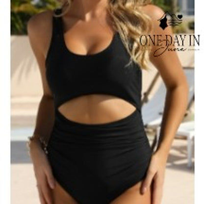 Vimpunec Tie Back Cut Out One Piece Swimsuit Size M