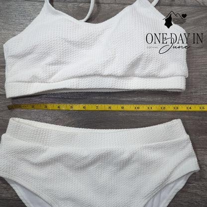 Aleumdr Textured Crop Bikini Swimsuit Size M