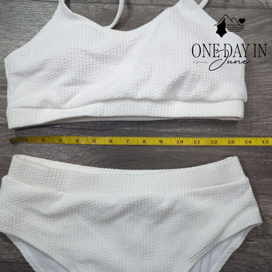 Aleumdr Textured Crop Bikini Swimsuit Size M