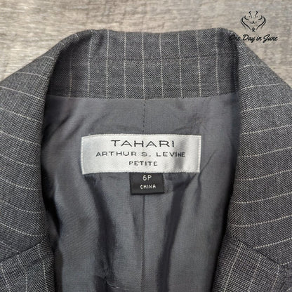 Tahari Petite Pin Stripe One Button Blazer Size 6P